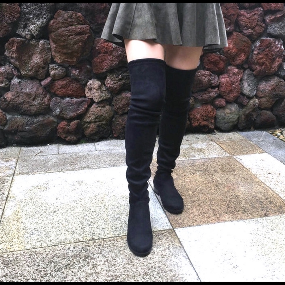 Over the knee black boots